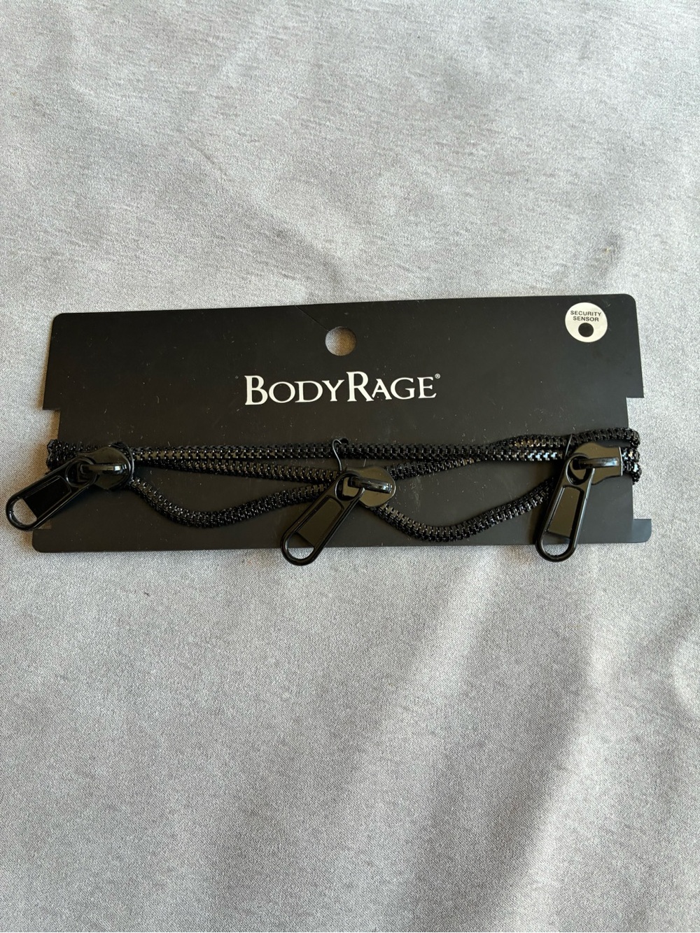 BodyRage Black Triple-Zip Chain Necklace